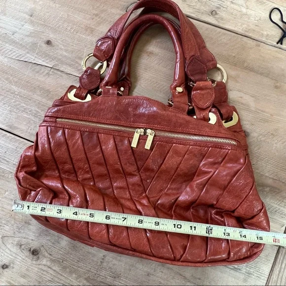 Treesje Dual Strap Tobacco Brown Leather Satchel Handbag - Picture 7 of 16